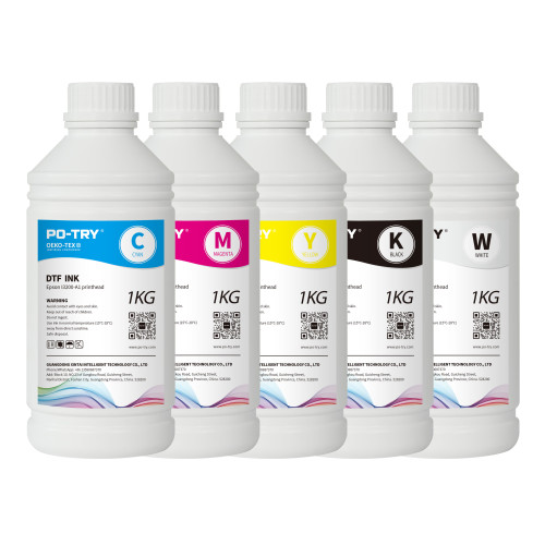 CMYK+W DTF Pigment Ink Bundle 1 KG Bottle's